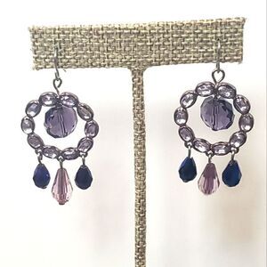 DANGLING French Hook Crystal & Teardrop Bead Earrings